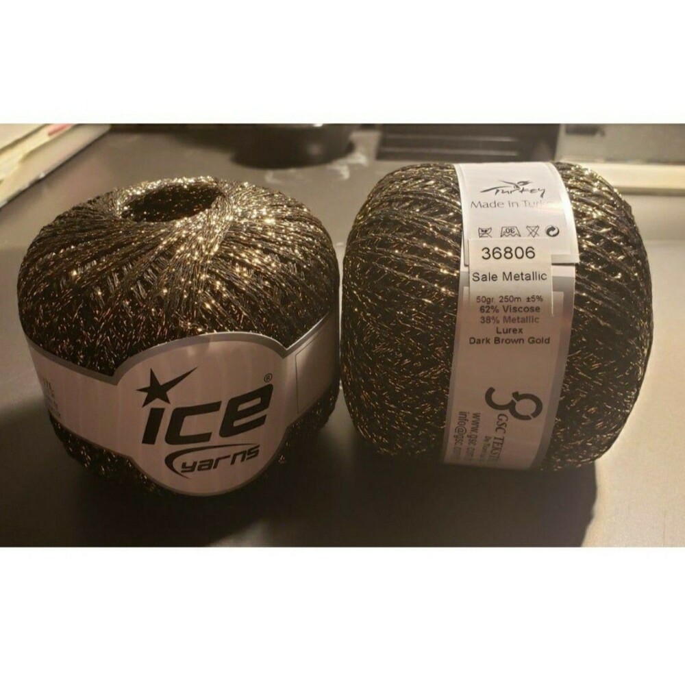 NEW Viscose & Metallic lurex yarn 2 skeins NEW  250 meters 50g each